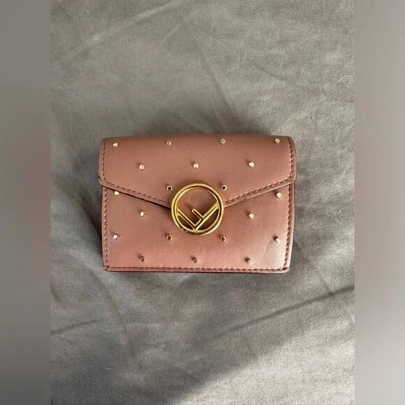 Fendi Women's Blush Studded Tri-Fold Micro-Wallet - Full Inclusion - Picture 2 of 11